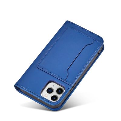13. Magnet Card Case etui do iPhone 12 Pro pokrowiec portfel na karty kartę podstawka niebieski