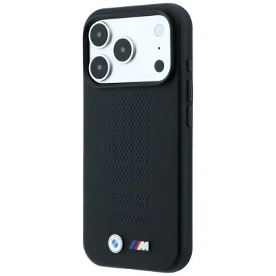 2. Etui BMW M Blue Perfo Metal Logo MagSafe na iPhone 18 Pro / 17 Pro - czarne