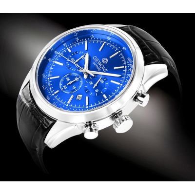 2. Zegarek Męski Giewont Chronograph Sapphire Srebrno Niebieski GW7650-A3