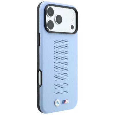 4. Etui BMW M Blue Perfo Metal Logo MagSafe na iPhone 18 Pro Max / 17 Pro Max - niebieskie