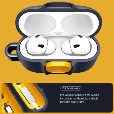 5. Etui Spigen Nano Pop na AirPods Pro 3 - granatowo-żółte