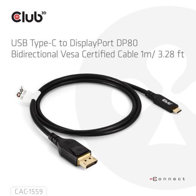 3. Kabel USB-C to DP 1M/M/M CAC-1559 Club3D