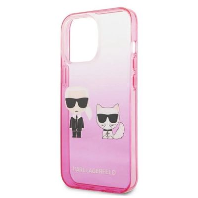 6. Etui Karl Lagerfeld Gradient Ikonik Karl&Choupette na iPhone 13 Pro / iPhone 13 - różowe