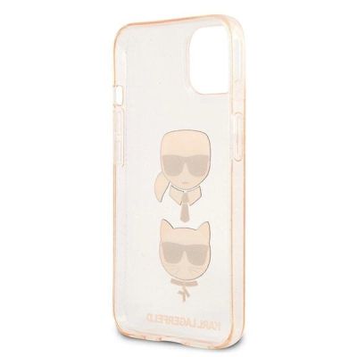 7. Etui Karl Lagerfeld Glitter Karl's & Choupette Head na iPhone 13 mini - złote