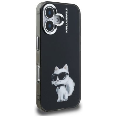 4. Etui Karl Lagerfeld IML Aquarelle Choupette & Logo na iPhone 16 - czarne