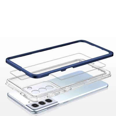 5. Clear 3in1 etui do Samsung Galaxy S22+ (S22 Plus) żelowy pokrowiec z ramką niebieski