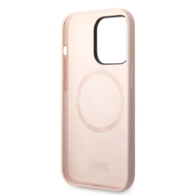 7. Etui Karl Lagerfeld Silicone Karl&Choupette MagSafe na iPhone 14 Pro - jasnoróżowe