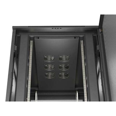 13. Szafa instalacyjna rack stojąca 19" 22U 800x1200 czarna drzwi perforowane Lanberg (flat pack)