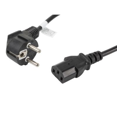 Kabel Lanberg CA-C13C-11CC-0018-BK (C13 / IEC C13 / IEC 320 C13 F - Schuko M; 1,8m; kolor czarny)