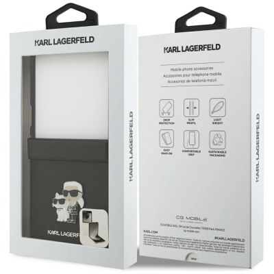 8. Etui Karl Lagerfeld Saffiano Karl&Choupette Pin na Samsung Galaxy Z Flip 7 - czarne