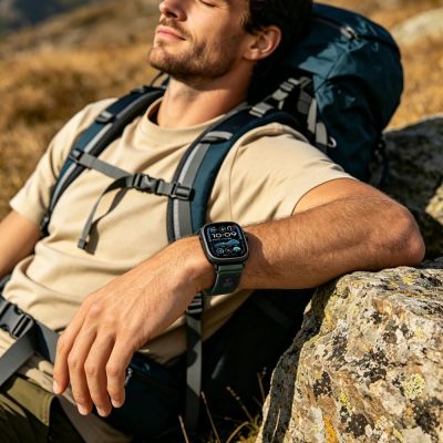 4. Pasek Tech-Protect Nylon Elite na Apple Watch 44 / 45 / 46 / 49 mm - zielono-pomarańczowy
