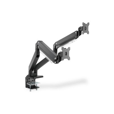 4. Ramię biurkowe podwójne z zaciskiem 2xLCD z sprężyną gazową max. 2x35" i 15kg