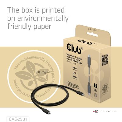 9. CLUB3D CAC-2501 kabel Thunderbolt 1 m 120 Gbit/s Czarny