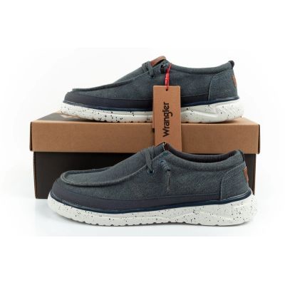 10. Wrangler buty męskie półbuty mokasyny Makena Stone niebieskie modne granatowe
