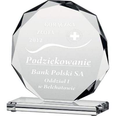 5. Trofeum szklane grawerowane H19 cm