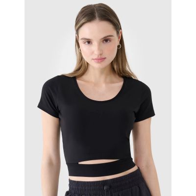 T-shirt crop top gładki damski 4F 4FRSS25TTSHF2695-20S