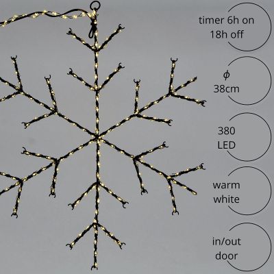 6. PŁATEK ŚNIEGU DEKORACYJNY WISZĄCY 380LED CIEPŁY BIAŁY