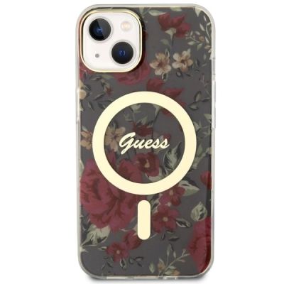 3. Etui Guess Flower MagSafe na iPhone 14 - zielone
