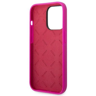 7. Etui Guess Silicone Vintage Gold Logo na iPhone 14 Pro Max - fuksja