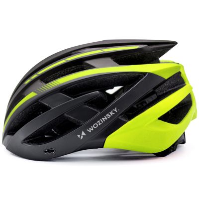 6. Kask rowerowy MTB Wozinsky z odpinanym daszkiem i tylną lampką USB 57-62 cm - czarno-żółty