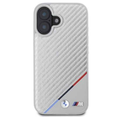 3. Etui BMW M Carbon Tricolor Line MagSafe na iPhone 16 - szare