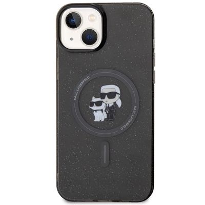 3. Etui Karl Lagerfeld Karl&Choupette Glitter MagSafe na iPhone 15 - czarne