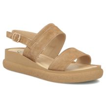 Skórzane sandały damskie na koturnie camel Filippo DS7746