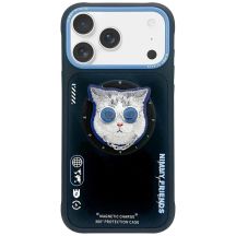 Etui Nimmy Glasses Cool Cat MagSafe na iPhone 17 - czarno-niebieskie