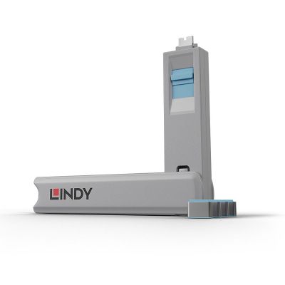 2. Lindy 40465 bloker portów Blokada portu + klucz USB Type-C Niebieski Kopolimer akrylonitrylo-butadieno-styrenowy (ABS) 1 szt.