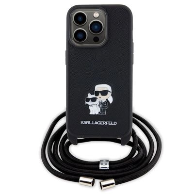 2. Etui Karl Lagerfeld Crossbody Saffiano Metal Pin Karl&Choupette na iPhone 15 Pro - czarne