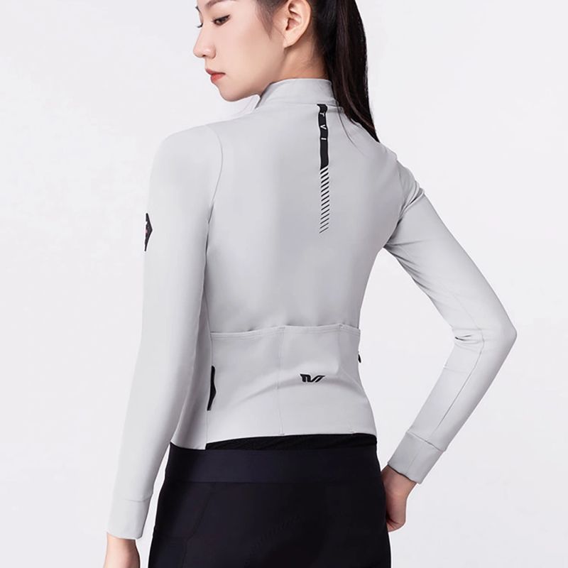 4. Bluza kolarska damska Rockbros YDWT006 TVI ocieplana jesień/zima L - biało-szara