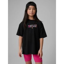 T-shirt loose z nadrukiem dziewczęcy 4F 4FJRSS26TTSHF4137-20S