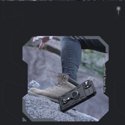 10. Nillkin CamShield Armor Pro Magnetic Case etui iPhone 14 Plus MagSafe pancerny pokrowiec podstawka ring czarny