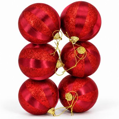 5. BOMBKA PLASTIKOWA BEZPIECZNA 8CM CZERWONA 6SZT STRIPES MICA