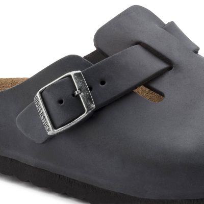 2. Chodaki damskie/męskie Birkenstock Boston Black olejowana skóra klapki narrow wąskie (0059463)