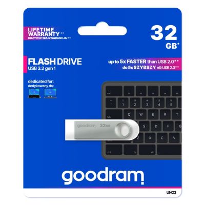 3. GOODRAM FLASHDRIVE 32GB UNO3 SILVER USB 3.2 Gen 1