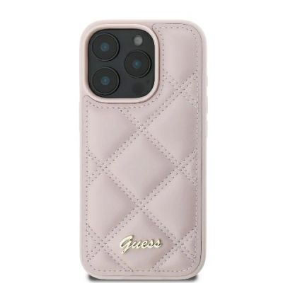 3. Etui Guess Quilted Metal Logo na iPhone 16 Pro - różowe