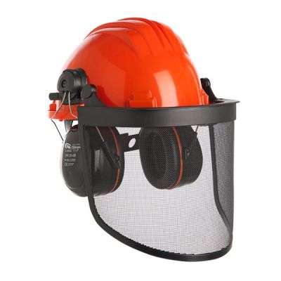 Kask ochronny z siatką i nausznikami Climax 437