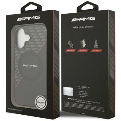8. Etui AMG Double Layer Transparent Rhombs MagSafe do iPhone 17 - czarno-czerwone