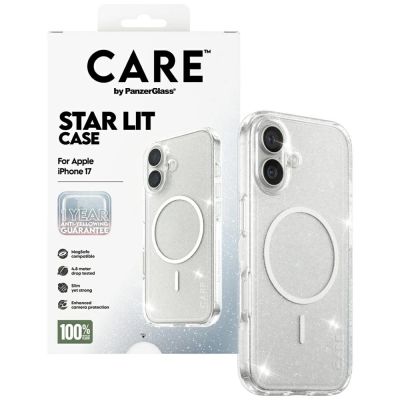 4. Etui CARE by PanzerGlass Flagship Urban Explorer w. White MagSafe na iPhone 17 - przezroczysto-brokatowe