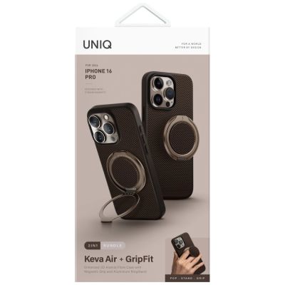 6. Etui UNIQ Keva Air Magclick Charging GripFit na iPhone 16 Pro - brązowe