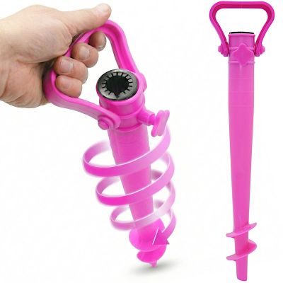 BAZA MOCOWANIE DO PARASOLA PLASTIKOWA WKRĘCANA 39CM RÓŻOWA