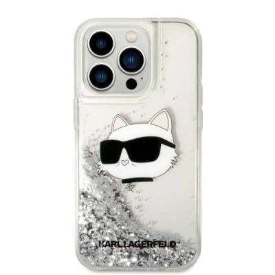 3. Etui Karl Lagerfeld Glitter Choupette Head na iPhone 14 Pro Max - srebrne