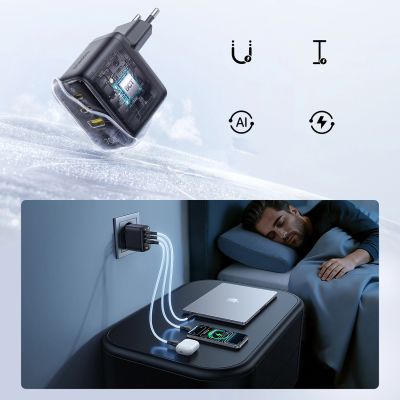 17. Ładowarka sieciowa Baseus EnerFill FE22 70W 2 x USB-C + USB-A - czarna