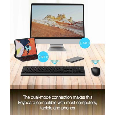 11. GEMBIRD BEZPRZEWODOWY ZESTAW KLAWIATURY + MYSZ DUAL MODE, 2.4 GHZ + BT, SLIM, UKŁAD RU, KOLOR CZARNY