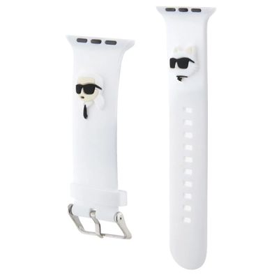 3. Pasek Karl Lagerfeld 3D Rubber Karl&Choupette Heads na Apple Watch 42/44/45/49mm - biały
