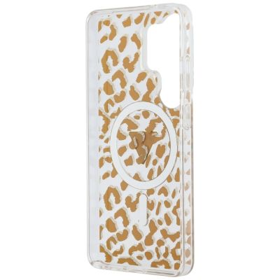 7. Etui Guess IML Leopard Print Triangle MagSafe na Samsung Galaxy S26 Ultra - brązowe