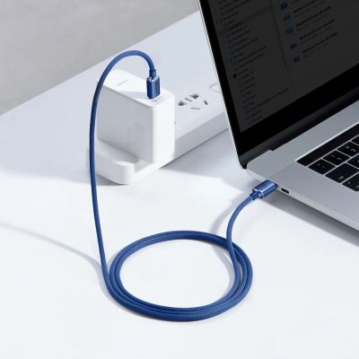 10. Kabel Baseus CAJY000603 USB-C - USB-C PD 100W 5A 480Mb/s 1,2m - niebieski