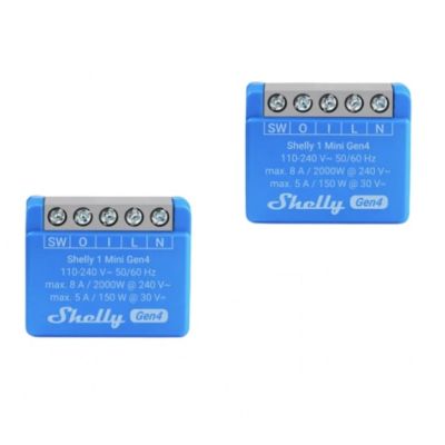 5. Inteligentny sterownik WiFi Shelly 1 Mini Gen4, 2 sztuki