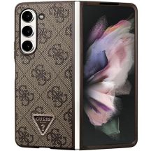 Etui Guess Leather 4G Triangle Strass na Samsung Galaxy Z Fold 5 - brązowe